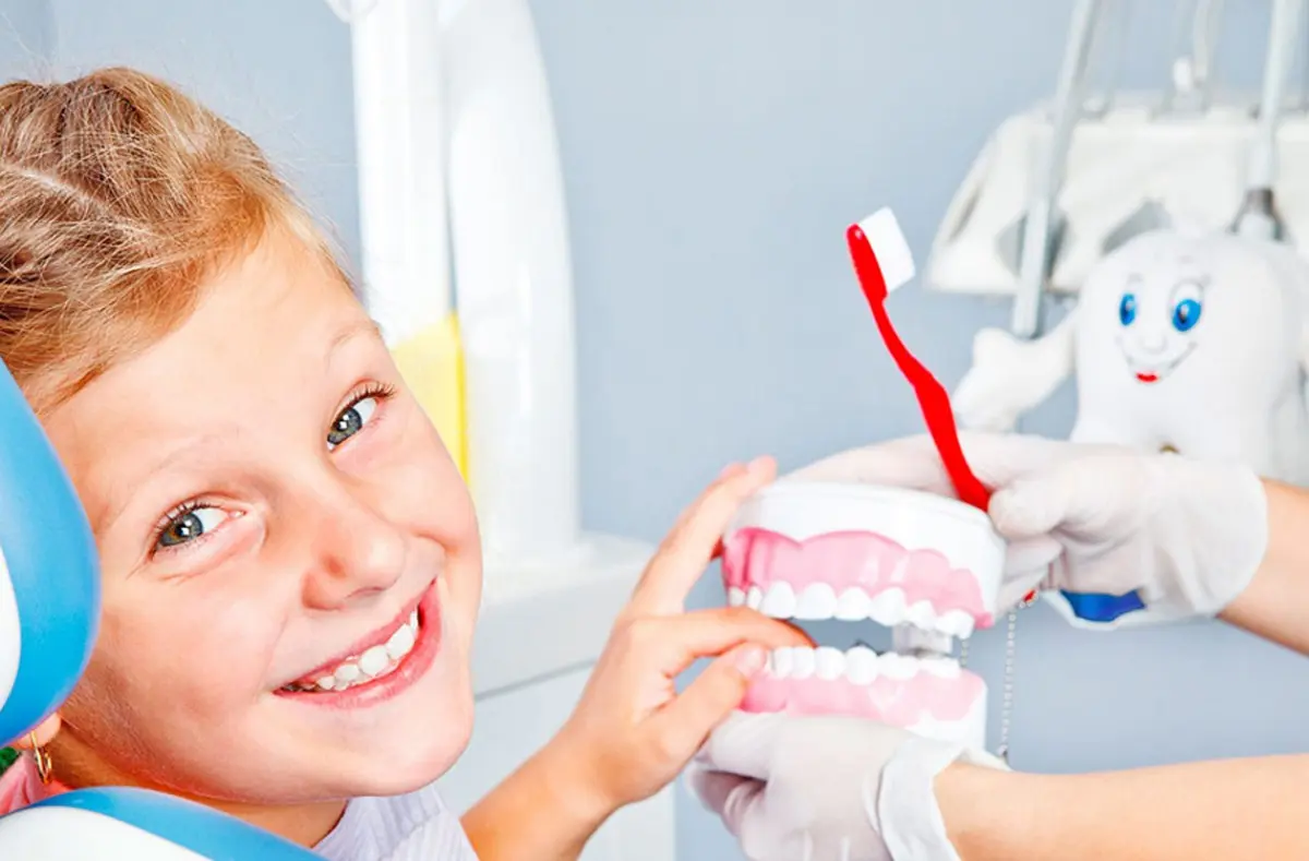 Colorful child-friendly dental office with educational toys and decorations - Kids dental clinic